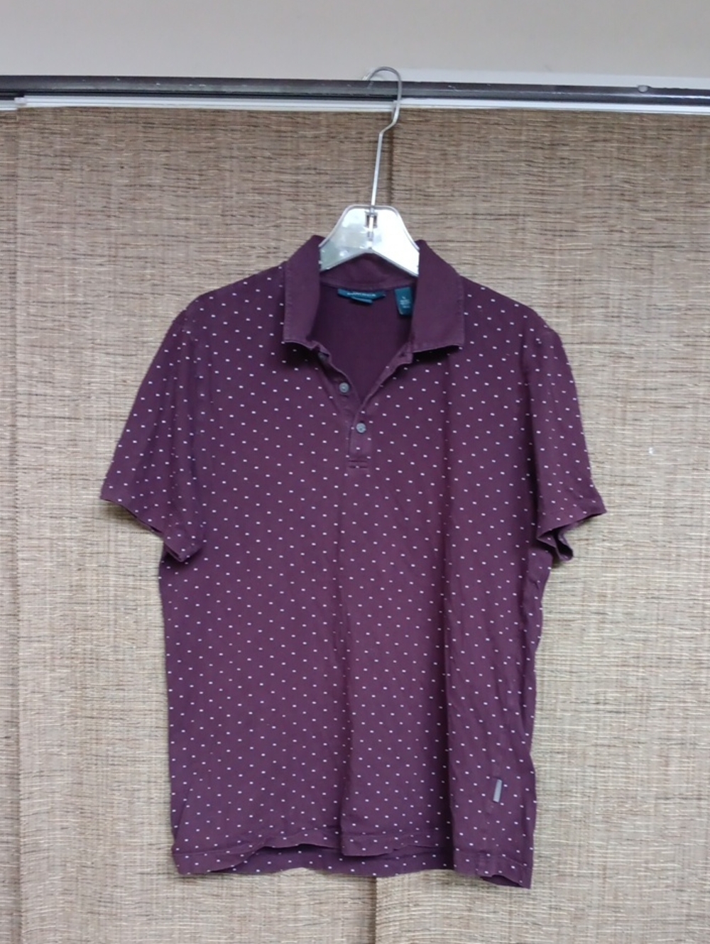 Perry Ellis Men's Burgundy Polo with White Polka Dots